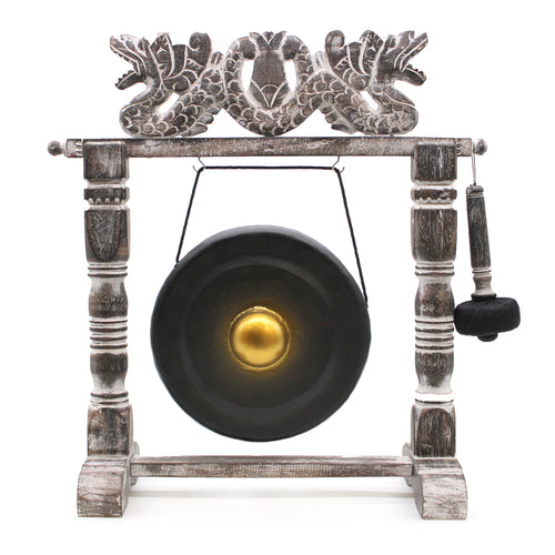 Small Black Healing Gong in Stand