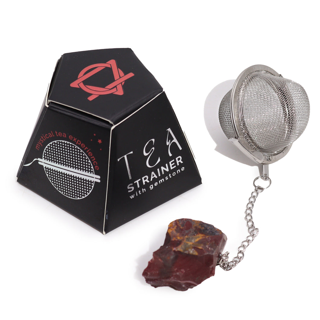 Raw Crystal Gemstone Tea Strainer.  Create the perfect cup of tea with this mesh strainer. Just place the tea leaves in the strainer and pour hot water over to start brewing. The perfect tea making tool for anyone.  Available in various crystals.
