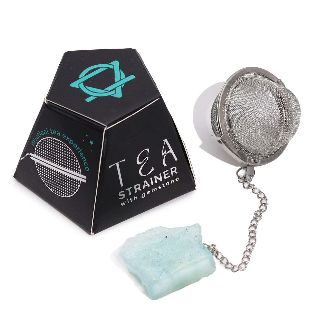 Raw Crystal Gemstone Tea Strainer -Aqua Marine for mental clarity  Create tea leaves in the strainer and pour hot water over to start brewing. The perfect tea making tool for anyone.  Available in various crystals.