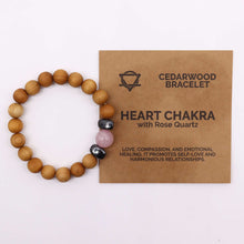 Load image into Gallery viewer, Cedarwood Heart Chakra Bracelet