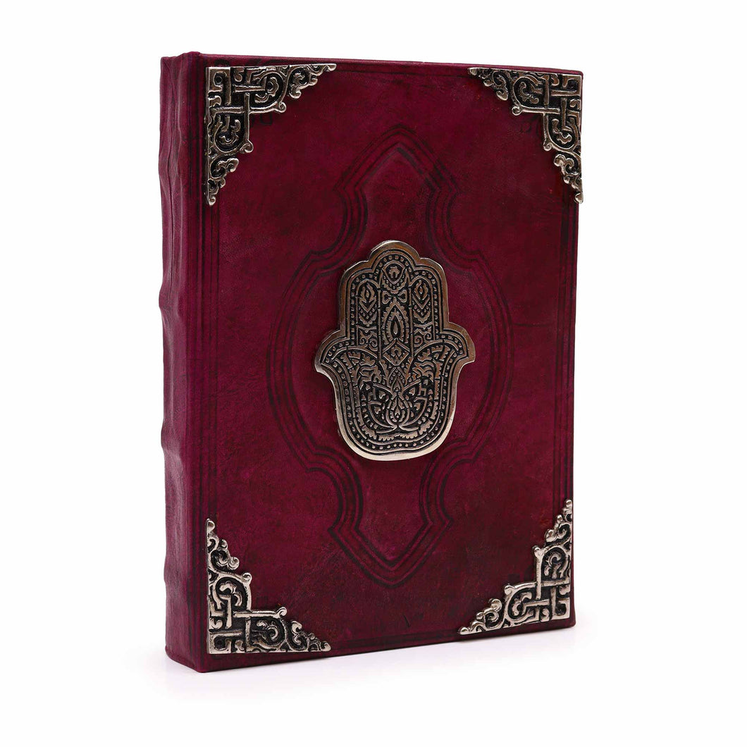 Large Red Zinc Hamsa Tan Book