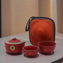 Load image into Gallery viewer, Red Money Cat Teapot Set - Two Cups - Travel Pack