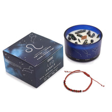 Load image into Gallery viewer, Leo Zodiac Crystal Candle with Gemstone Bracelet