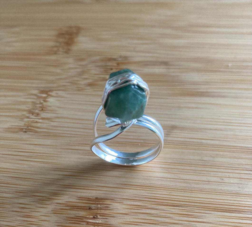 Green Quartz Wire Wrapped Ring