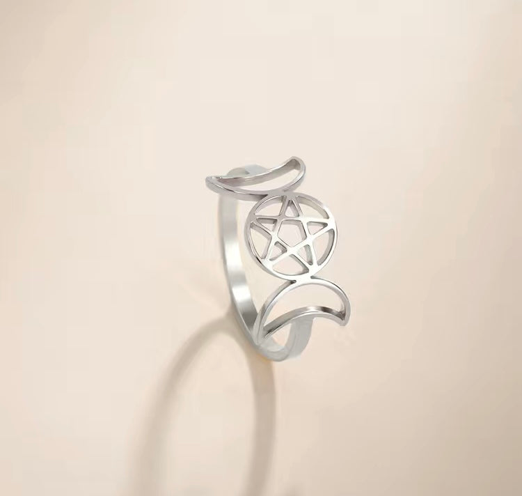 Triple Moon Silver Ring