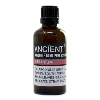 Geranium Essential Oil has a strong smell with a floral aroma, and hints of mint and apple. The main feature of this oil is its ability to balance and uplift, and it is used to do both on the mind and body, to ease a host of ailments. 