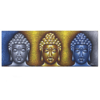 Three Heads Buddha With Gold Detail Painting