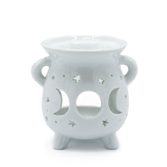 White Moonphase Cauldron Oil Burner