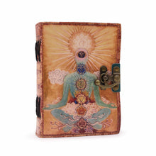 Load image into Gallery viewer, &quot;Buddha Seven Chakra&quot; Deckle-edge Leather Journal