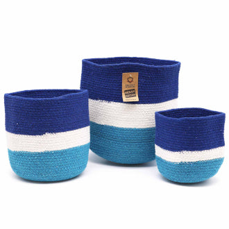 Set of 3 Evil Eye Jute Rope Baskets