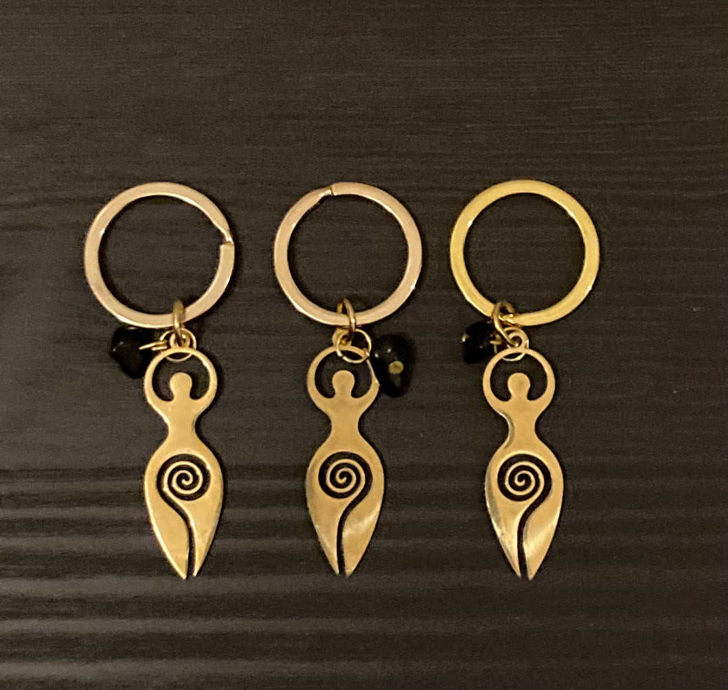 Gold Spiral Goddess Keyring