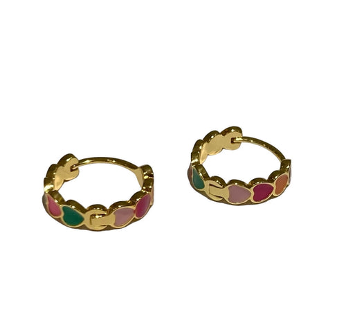 Coloured Heart Hoop Earrings