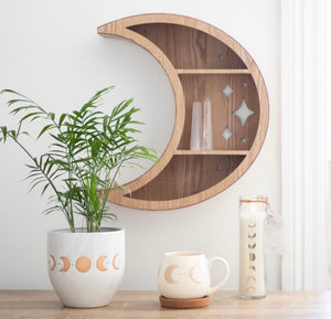 Wooden Crescent Moon Shelf