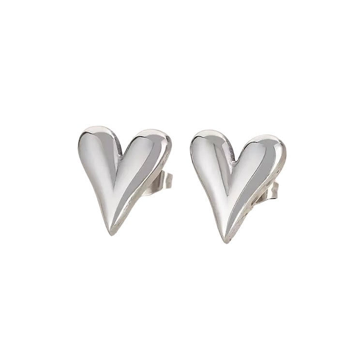 Silver Heart Stud Earrings