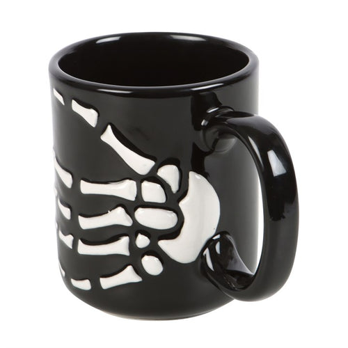 Black Skeleton Hand Mug