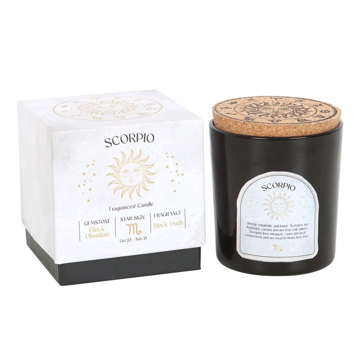 Scorpio Black Oudh Crystal Zodiac Candle