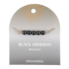 Load image into Gallery viewer, Black Obsidian Crystal Beaded Chain Bracelet