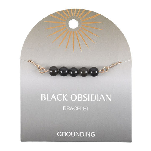 Black Obsidian Crystal Beaded Chain Bracelet