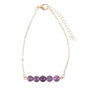 Amethyst Crystal Beaded Chain Bracelet