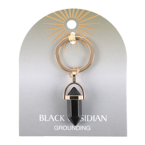 Black Obsidian Crystal Keyring