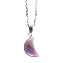 Load image into Gallery viewer, Amethyst Crystal Moon Necklace on Greeting Card