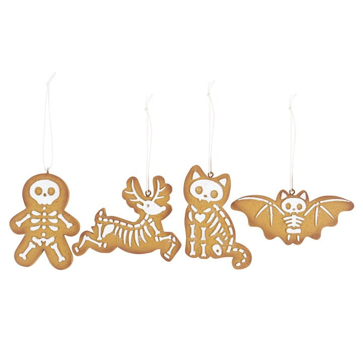 Set of 4 Cookie Creepy Skeleton Ornaments