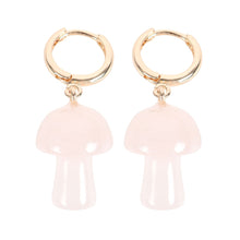 Load image into Gallery viewer, Rose Quartz Crystal Mushroom Earrings