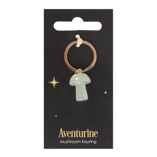 Green Aventurine Crystal Mushroom Keyring