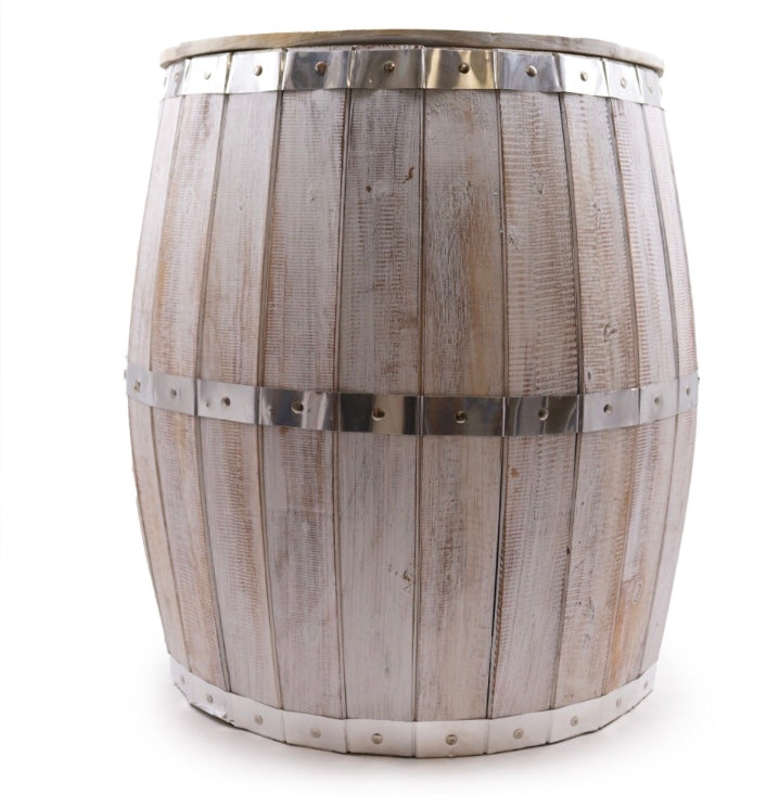 Beer Barrel Table - Whitewash