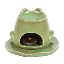 Load image into Gallery viewer, Frog Shaped Oil Burner on Lily Pad.