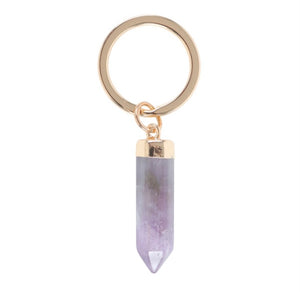 Amethyst Crystal Point Keyring