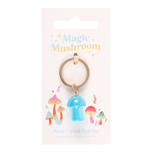 Load image into Gallery viewer, Blue Aura Crystal Mushroom Keyring