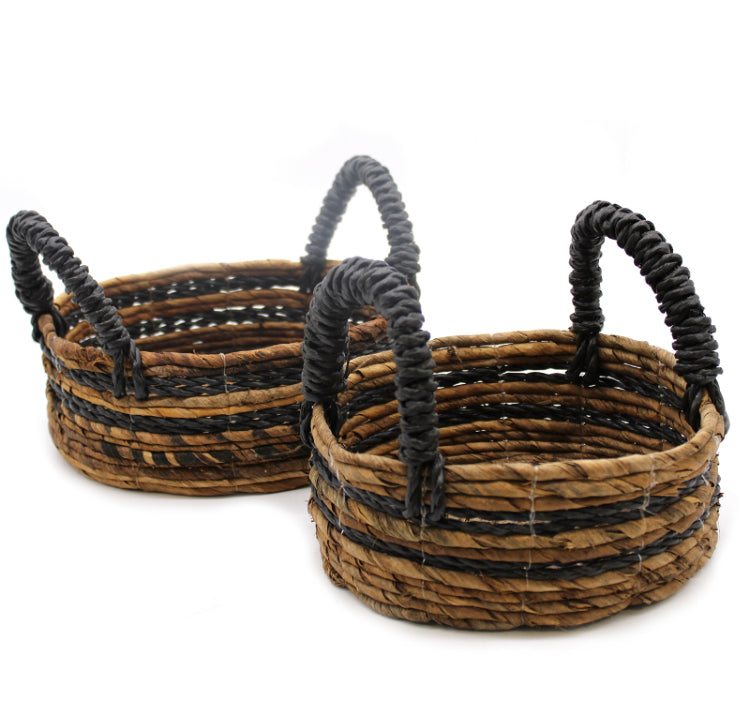 Banana Leaf & Hitam Raffia Basket Set