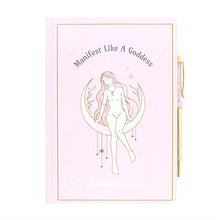 Load image into Gallery viewer, Goddess Energy A5 Manifestation Journal and Rose Quartz Crystal Pen