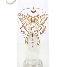 Load image into Gallery viewer, Luna Moth Glass Water Bottle with Clear Quartz Crystal