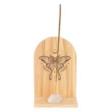 Load image into Gallery viewer, Natural Luna Moth Wooden Incense Holder Shelf