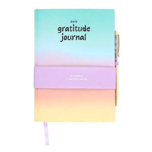 Multicoloured Gratitude Journal with Amethyst Pen