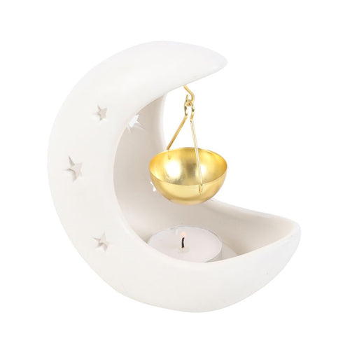 White Crescent Moon Hanging Oil Burner