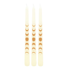 Load image into Gallery viewer, Set of 3 White Moonphases Taper Candles