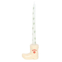 Load image into Gallery viewer, White Cowboy Boot Candle Holder with Taper Candle