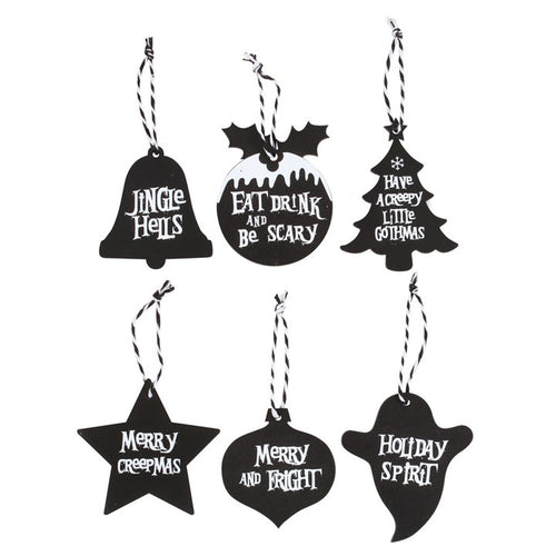 Set of 6 Creepy Christmas Hanging Signs