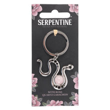 Load image into Gallery viewer, Snake Keyring with Rose Quartz Crystal