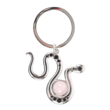 Load image into Gallery viewer, Snake Keyring with Rose Quartz Crystal