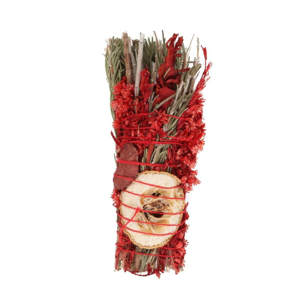 Smudge Stick with Rosemary, Sage and Red Jasper