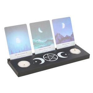 Black Triple Moon Tarot Card Stand & Tealight Holder