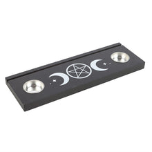 Load image into Gallery viewer, Black Triple Moon Tarot Card Stand &amp; Tealight Holder