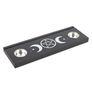 Black Triple Moon Tarot Card Stand & Tealight Holder