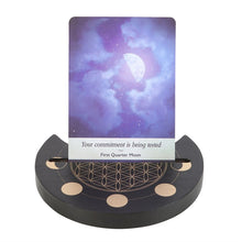 Load image into Gallery viewer, Black Flower Of Life Crescent Moon Tarot Card Stand