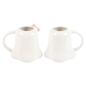 Mr & Mrs Boo Ghost Shaped Mug Set