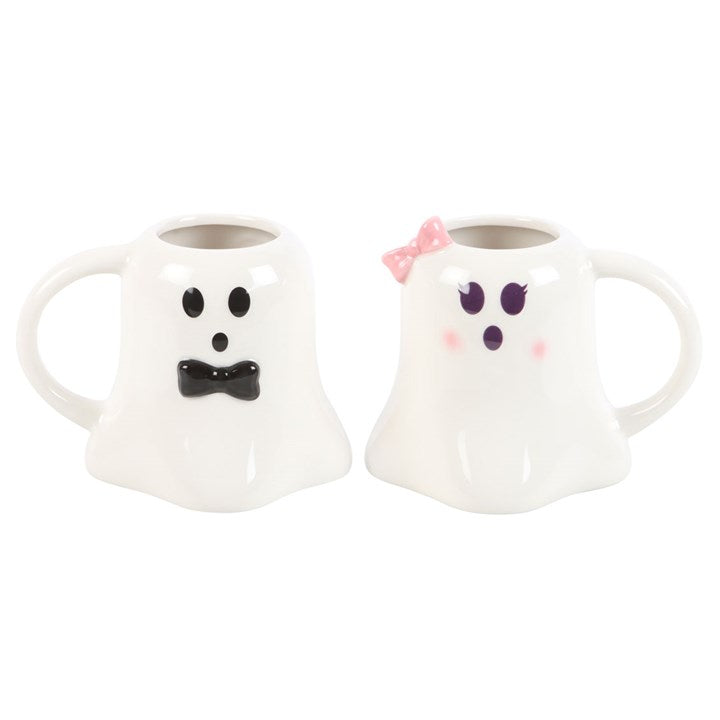 Mr & Mrs Boo Ghost Shaped Mug Set